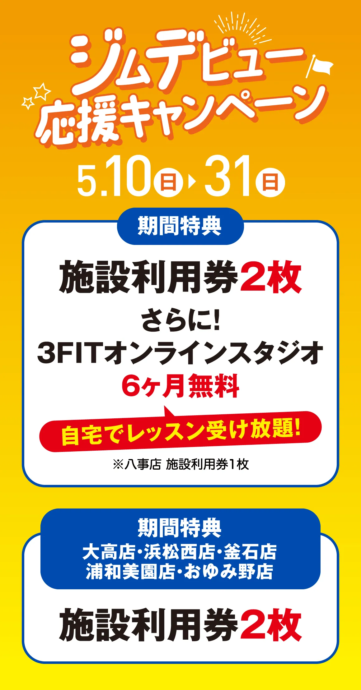 ジムデビュー応援キャンペーン詳細